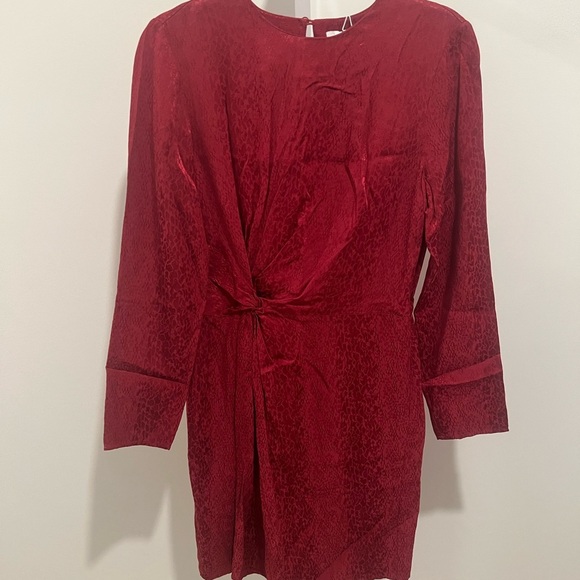 & Other Stories Womens Dress Jacquard Snake Print Dark Pink Twist Knot 4 - Picture 4 of 6